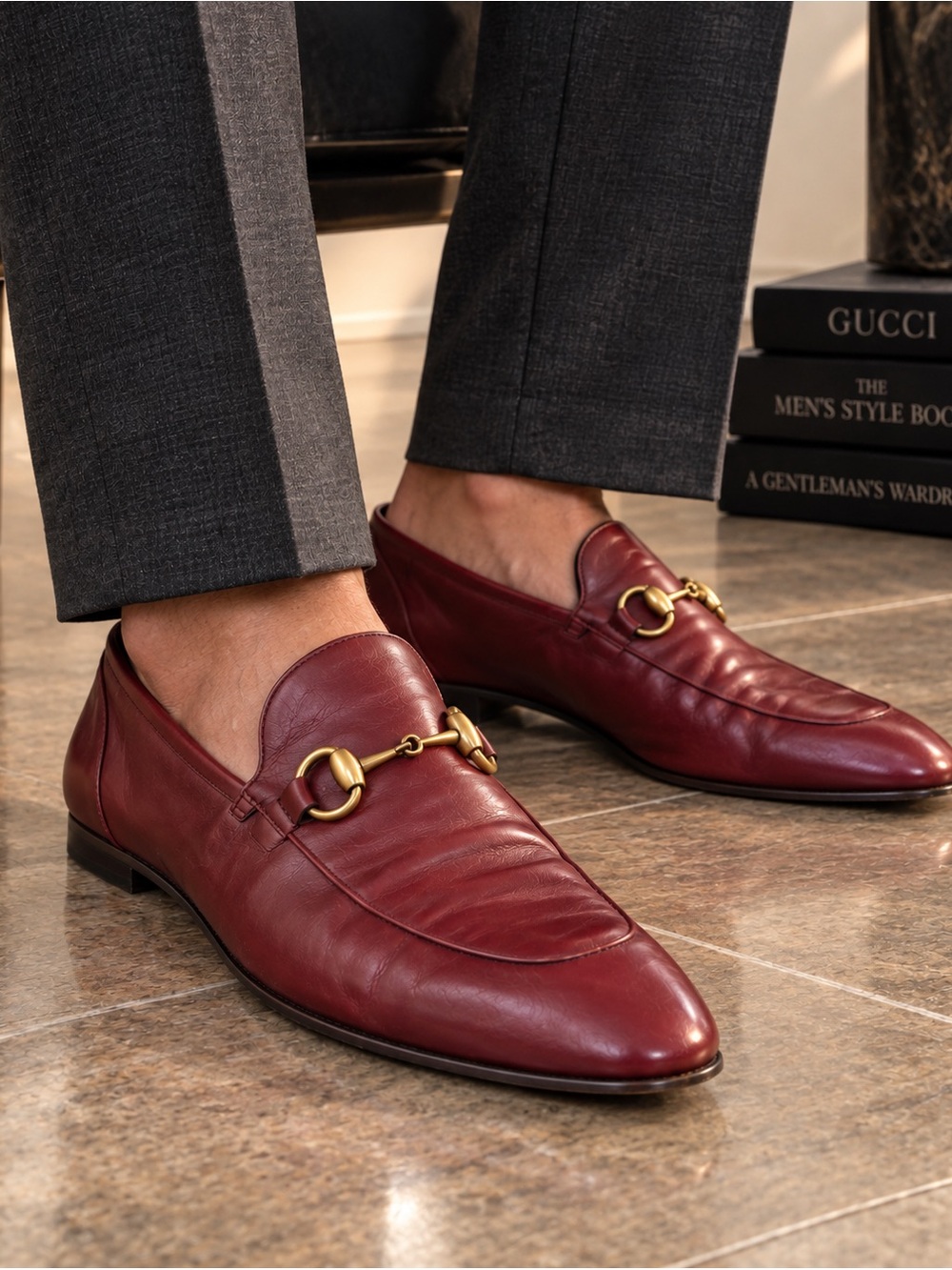 Gucci Horsebit Loafers Men's Strong Red Leather Sz 9.5
